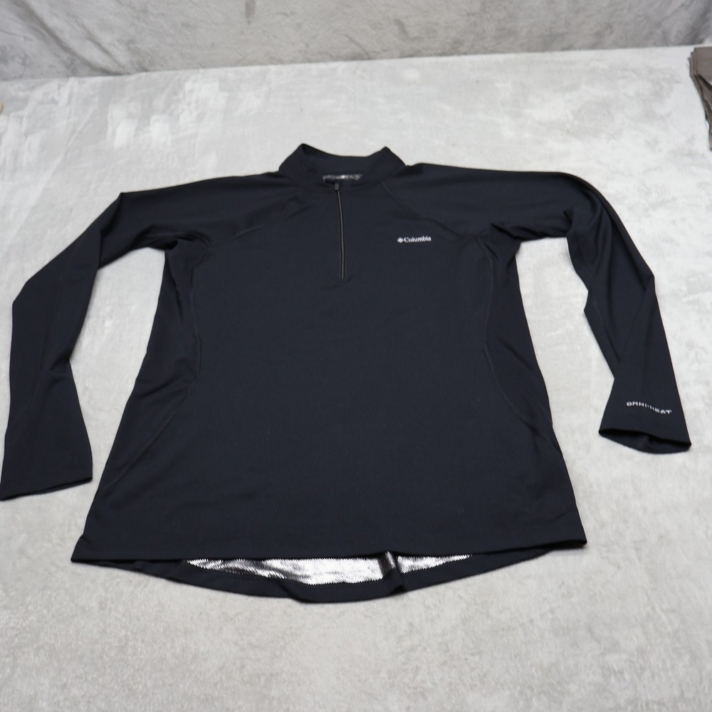 Columbia Shirt Women XL Black Crystal Leaf Helix 1/2 Zip Omni-Heat Pullover